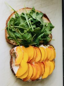 Goat Cheese Sandwich with Peaches and Arugula